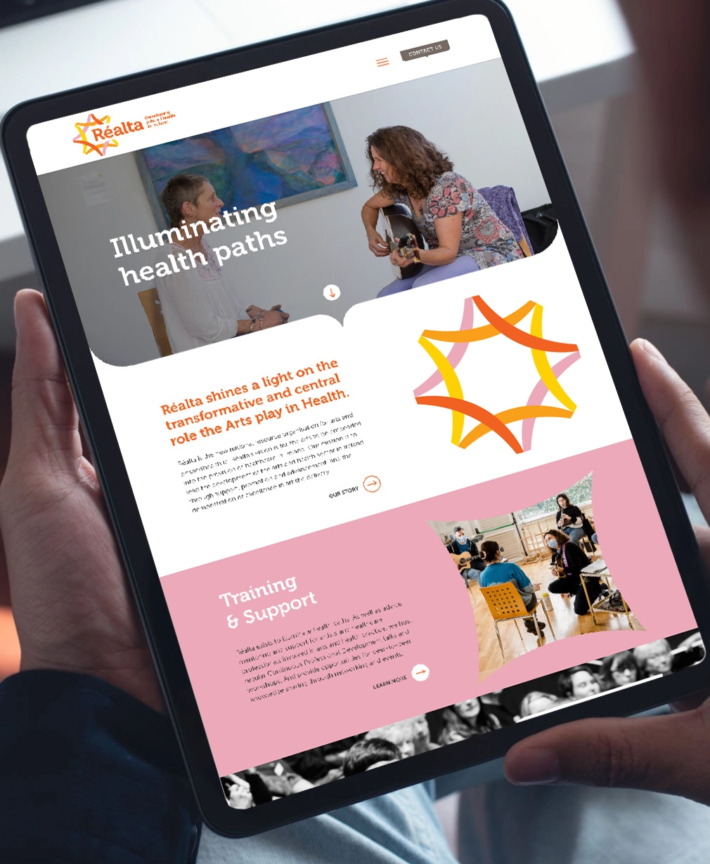 Tablet featuring Realta website